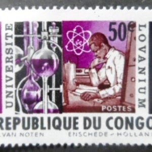 Selo postal da Rep Dem Congo de 1964 Research in a laboratory N