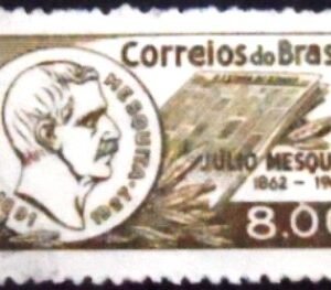 Selo postal do Brasil de 1962 Julio Mesquita U