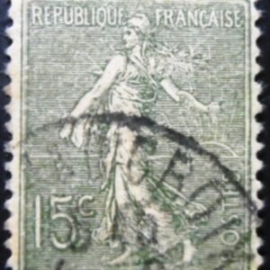Selo postal da França de 1903 Semeuse lignée 15