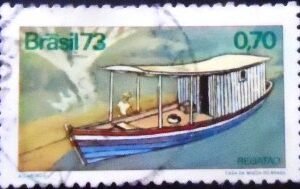 Selo postal do Brasil de 1973 Regatão