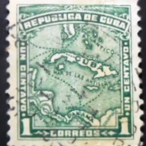 Selo postal de Cuba de 1914 Map of the country 1
