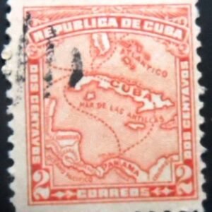 Selo postal de Cuba de 1914 Map of the country 2