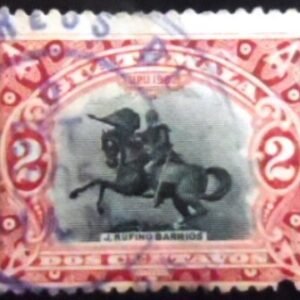Selo postal da Guatemala de 1902 Statue of Justo Rufino Barrios 2c