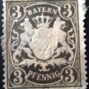 Selo postal da Alemanha Baviera de 1890 Bayern coat of arms 3