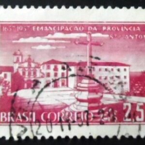 Selo postal do Brasil de 1957 Emancipação Santo Antonio
