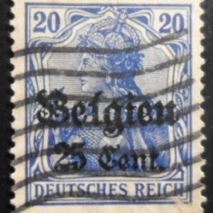 Selo postal da Bélgica de 1917 Germania 25