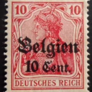 Selo postal da Bélgica de 1916 Germania 10