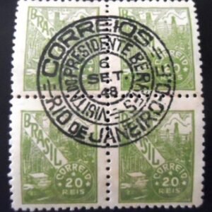 Quadra de selos do Brasil de 1942 Visita Presidente Berres