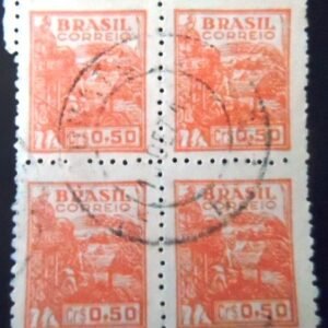 Quadra de selos postais do Brasil de 1946 Trigo