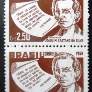 Par de selos postais do Brasil de 1958 Joaquim Caetano da Silva