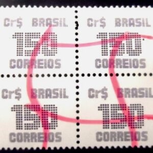 Quadra de selos postais do Brasil de 1985 Cifra 150 - 635 U