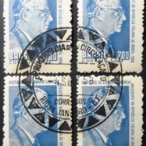 Quadra de selos postais do Brasil de 1958 Giovanni Gronchi