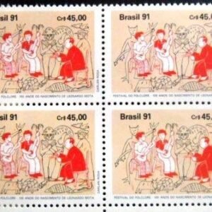 Quadra de selos postais do Brasil de 1991 Leonardo Mota