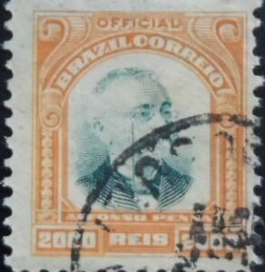 Selo postal oficial de 1906 Afonso Penna 2000 rs