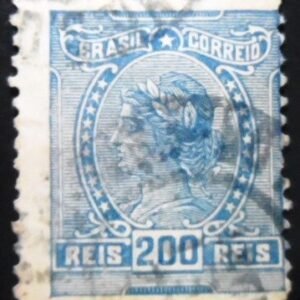 Selo postal do Brasil de 1918 Alegoria República 200