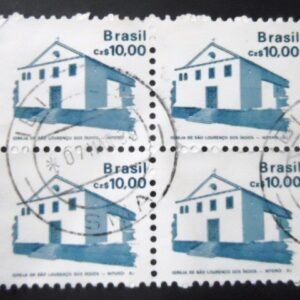 Quadra de selos postais do Brasil de 1987 Igreja São Lourenço