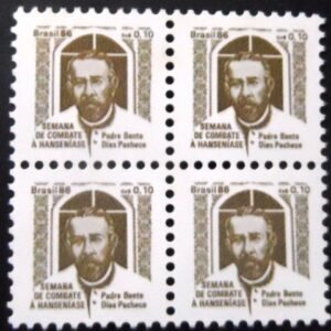 Quadra de selos postais do Brasil de 1986 Padre Bento H 23