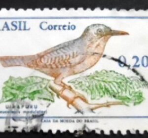 Selo postal do Brasil de 1968 Uirapuru U W