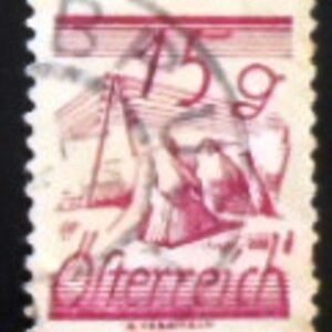 Selo postal da Áustria de 1925 Stooks & telegraph wires