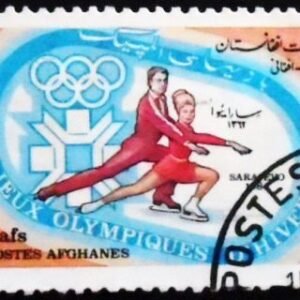 Selo postal do Afeganistão de 1984 Ice Skating