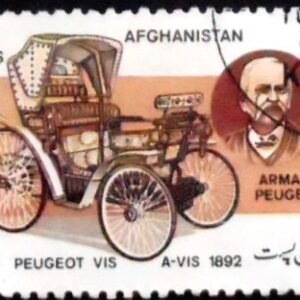 Selo postal do Afeganistão de 1984 Peugeot vis-a-vis