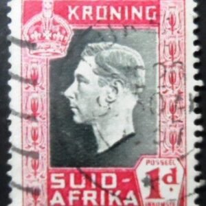 Selo postal da África do Sul de 1937 Coronation of King George VI Suid