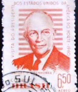 Selo postal do Brasil de 1960 Presidente Eisenhower