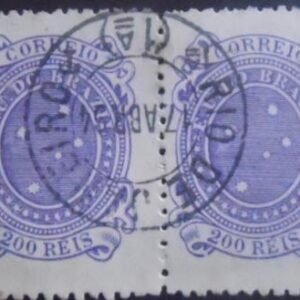 Par de selos postais do Brasil de 1890 Cruzeiro 200 JP2