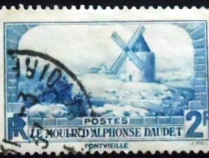 Selo postal da França 1936 The Mill of Alphonse Daudet
