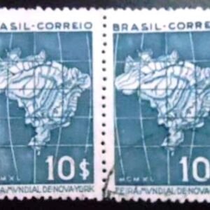 Par de selos postais do Brasil de 1940 Mapa do Brasil U PR