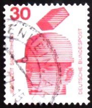 Selo postal da Alemanha de 1972 Safety helmet -