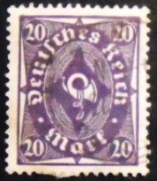 Selo postal da Alemanha Reich de 1923 Posthorn 20