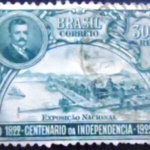 Selo postal do Brasil de 1922 Exposição Nacional e Epitácio Pessoa