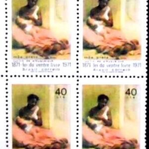 Quadra de selos postais do Brasil de 1971 Lei Ventre Livre M QD