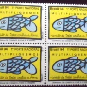 Quadra de selos do Brasil de 1994 Peixe M