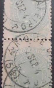 Par de selos postais do Brasil de 1890 Cruzeiro do Sul 20 V3