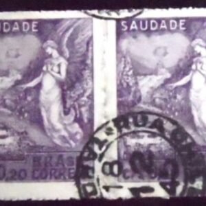 Par de selos postais do Brasil de 1945 Saudade U PR