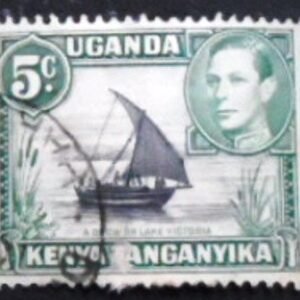 Selo postal da África Oriental Britânica de 1938 Dhow on Lake Victoria