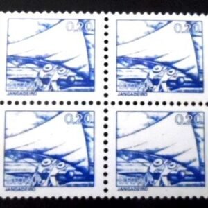 Quadra de selos postais do Brasil de 1976 Jangadeiro N QD