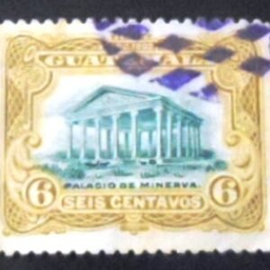 Selo postal da Guatemala de 1902 Temple of Minerva 6c