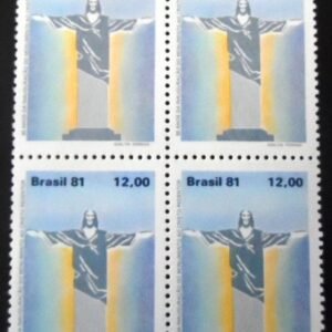 Quadra de selos postais do Brasil de 1981 Cristo Redentor N QD