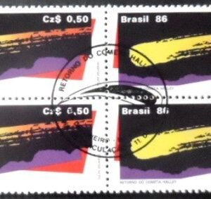 Quadra de selos do Brasil de 1986 Cometa Halley
