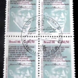 Quadra de selos postais do Brasil de 1986 Manuel Bandeira