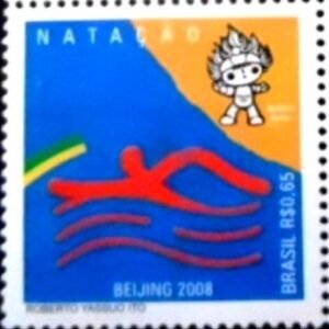Selo postal comemorativo do Brasil de 2008 Natação M