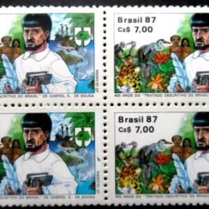 Quadra de selos postais do Brasil de 1988 Gabriel Soares de Souza