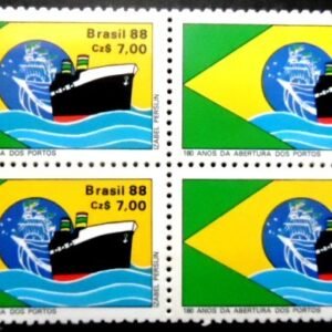 Quadra de selos postais do Brasil de 1988 Abertura dos Portos