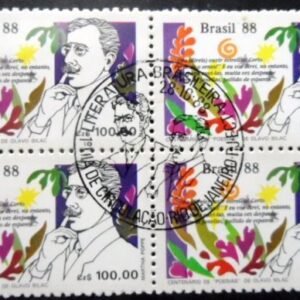 Quadra de selos postais do Brasil de 1988 Olavo Bilac