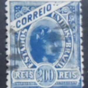 Selo postal do Brasil de 1900 Alegoria 200