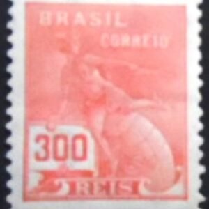 Selo postal do Brasil de 1930 Mercúrio e Globo 300 M