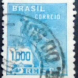 Selo postal do Brasil de 1931 Mercúrio e Globo
